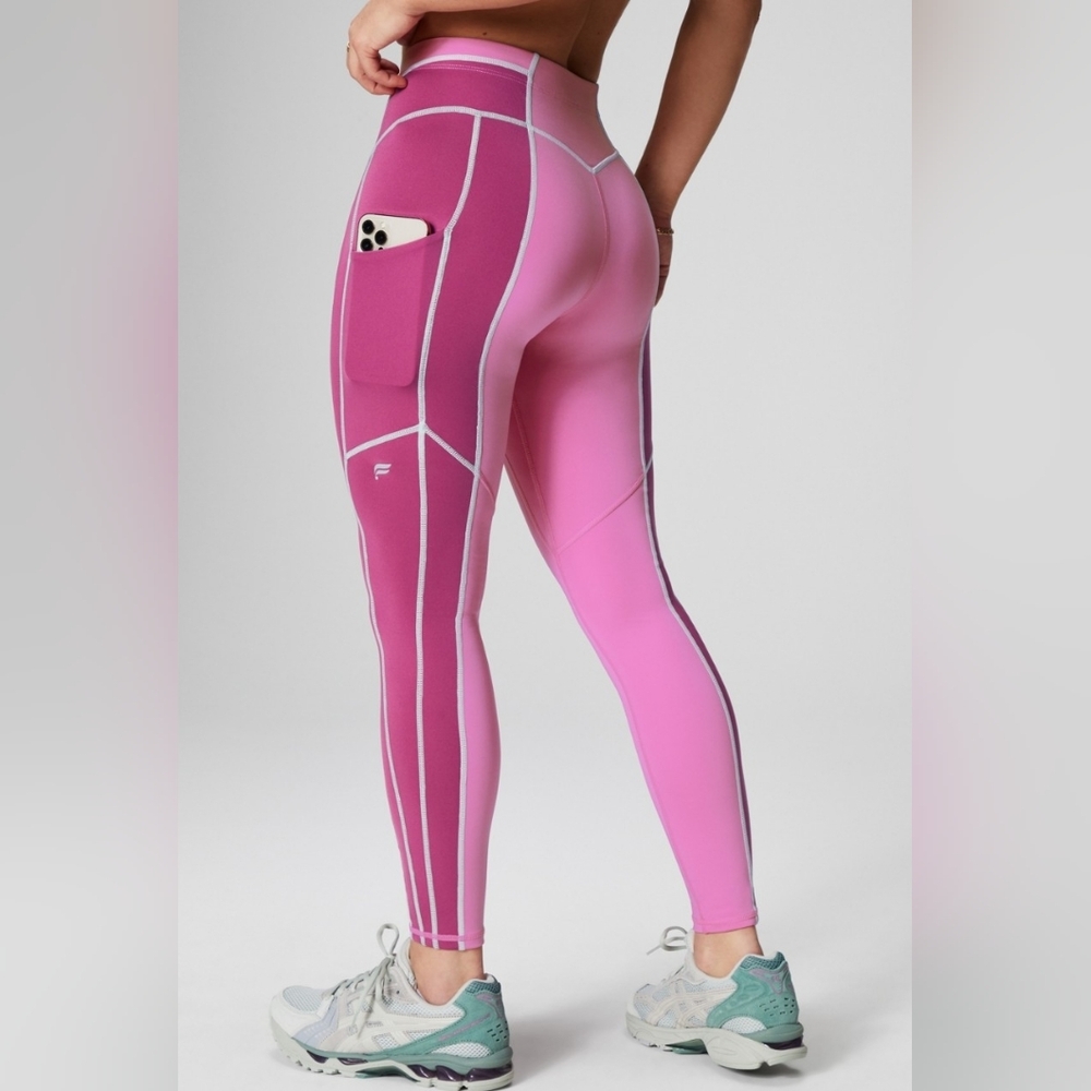 Fabletics Pink and Purple Contrast Leggings - Picture 2 of 7